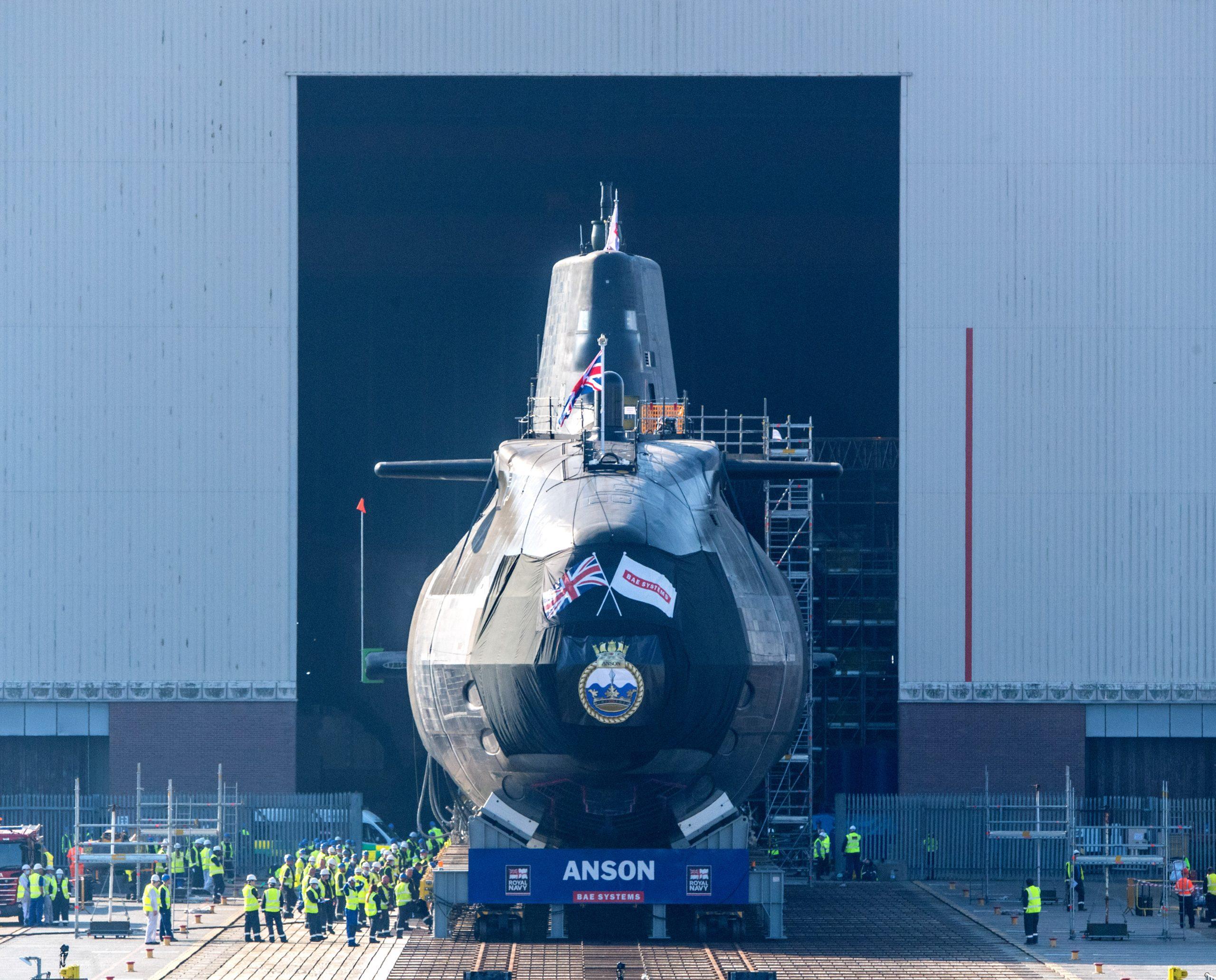 The fifth Astute Class attack submarine Anson, being built for the Royal Navy, has been launched by BAE Systems