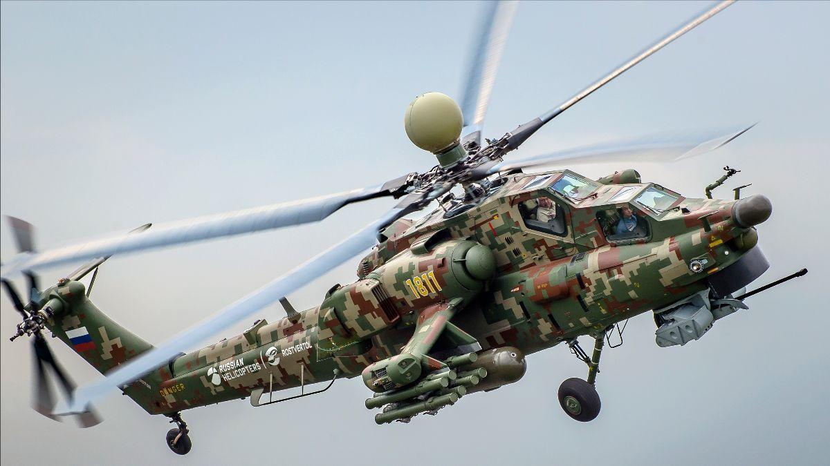 The Mi-28NE attack helicopter manufactured by "Russian Helicopters" Holding Company made its first demonstration flight at Dubai Airshow.